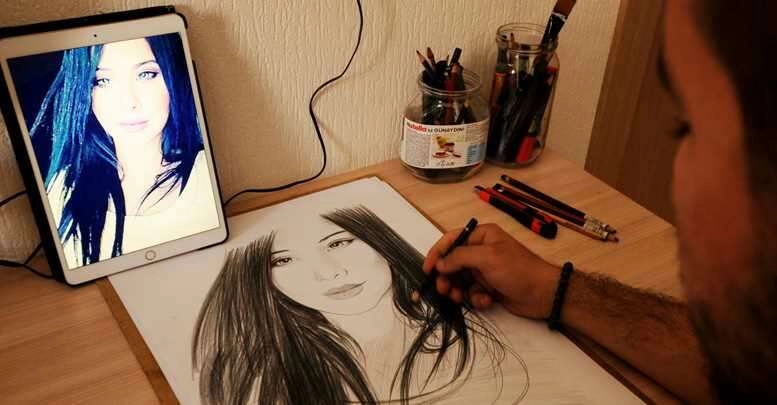 Kedi ve köpek maması getirene portre çizim bedava