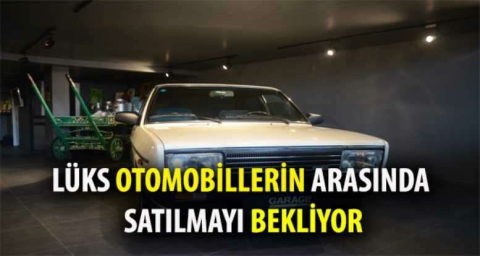Lüks otomobillerin arasında satılmayı bekliyor