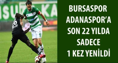  Bursaspor, Adanaspor’a son 22 yılda sadece 1 kez yenildi