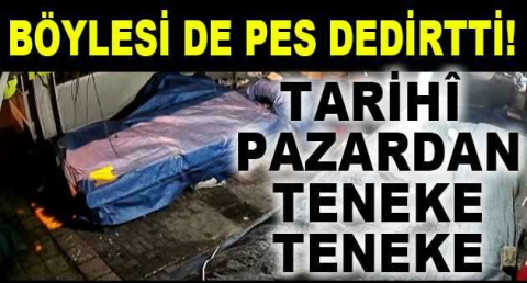 Bursa'da tarihî pazardan teneke teneke peynir çalan hırsızlar kameralara yakalandı