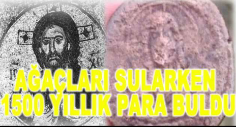 Ağaçları sularken 1500 yıllık para buldu