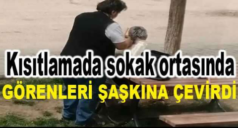 Kısıtlamada sokak ortasında saç tıraşı görenleri şaşkına çevirdi