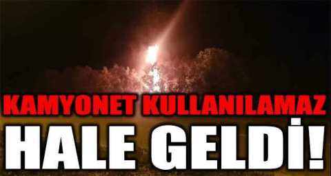 Odun yüklü kamyonet alev topuna döndü