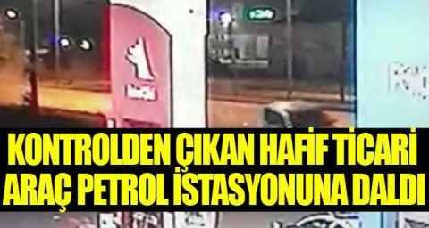 Araç petrol istasyonuna daldı: O anlar kamerada