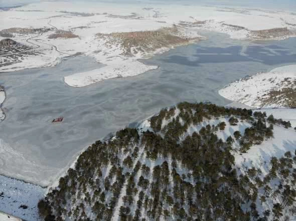 Aksaray'da Mamasın Barajı buz tuttu