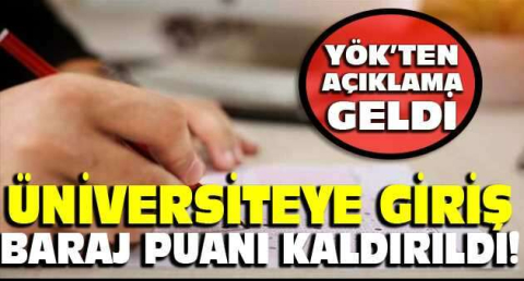 Üniversite sınavında baraj puanı kaldırıldı