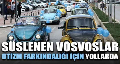 Süslenen vosvoslar otizm farkındalığı için yollarda