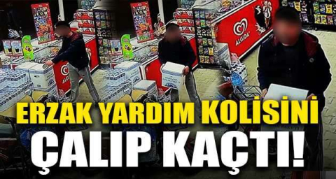 Erzak yardım kolisini çalıp kaçtı