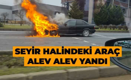 Bursa'da otomobil alev alev yandı