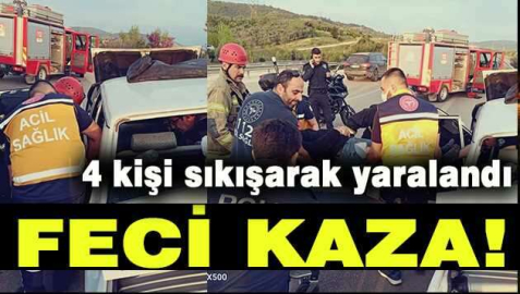 Bursa’da trafik kazası: 4 kişi sıkışarak yaralandı