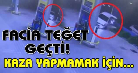 Kaza yapmamak için benzinliğe daldı; facia teğet geçti