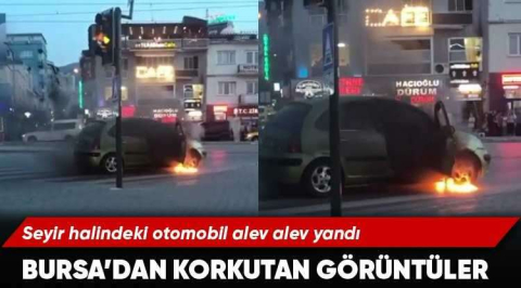 Bursa'da bir otomobil seyir halindeyken alev topuna döndü