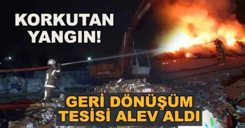 Geri dönüşüm tesisinde korkutan yangın
