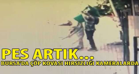 Pes artık...Bursa'da çöp kovası hırsızlığı kameralarda