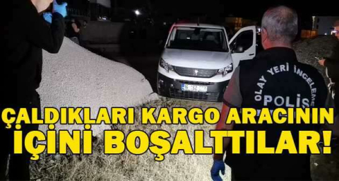 Çaldıkları kargo aracının içini boşalttılar