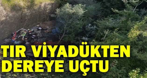 Tır viyadükten dereye uçtu: 1 ölü 1 ağır yaralı