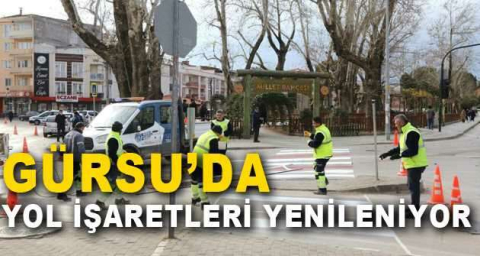 Gürsu’da yaya güvenliği için yol işaretleri yenileniyor