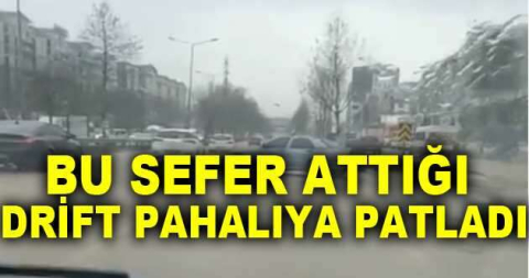 Bursa’da kayganlaşan yolu fırsat bildi, drift atarak ilerledi
