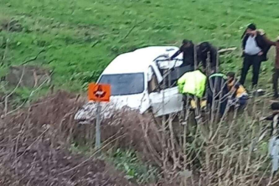 Şarampole uçan aracın sürücüsü yaralandı