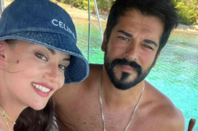 Burak Özçivit ile Fahriye Evcen'in tekne pozu