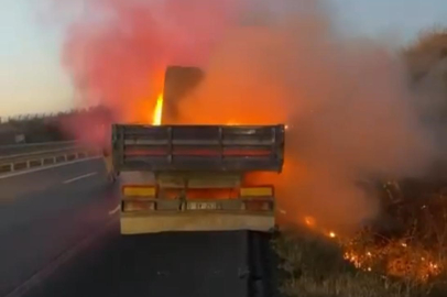 Korkutan tır yangını! Alev alev yandı