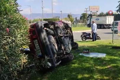 Takla atıp hurdaya dönen araçtan hafif sıyrıklarla kurtuldu