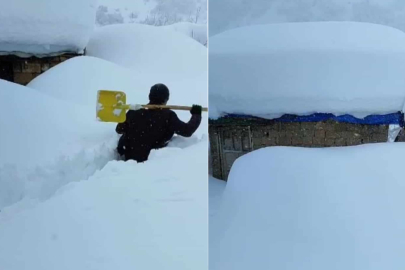Şemdinli'de evler kara gömüldü