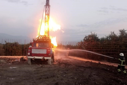 Hatay’da su sondajı yapılırken yangın çıktı