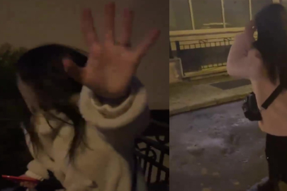 Taksi ücretini ödemeyen kadın, kendisini görüntüleyen taksiciye tekmeler savurdu