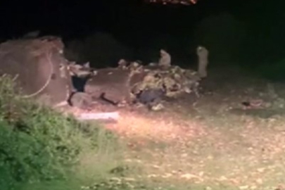 Düşen helikopterin enkazından ilk görüntüler