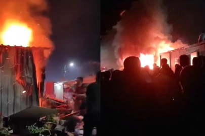 Depremzedeleri panikleten yangın: 2 konteyner kullanılmaz hale geldi