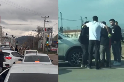 Yol verme kavgasında önce kadınlar, sonra erkekler birbirine girdi