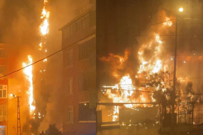 Kıraathanede çıkan yangında 6 katlı bina alev alev yandı