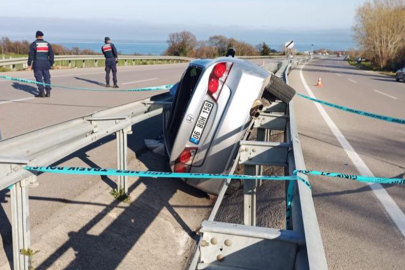 Kontrolden çıkan araç takla attı