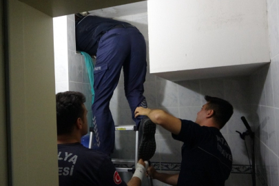 Hastanenin havalandırma boşluğuna düşen yavru kedi itfaiye operasyonuyla kurtarıldı