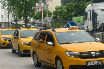 Mudanya'da taksiciler ve minibüsçülerden protesto konvoyu