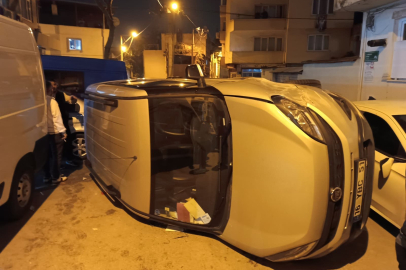 Kontrolden çıkan otomobil yan döndü: 1 yaralı