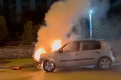 Otomobil alevlere teslim oldu