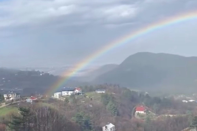 Bursa'da yağmur sonrası gökkuşağı görsel şöleni