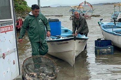 Ulubat Gölü'nde su çok olunca yakalanamayan turna sezonu pahalı açıldı
