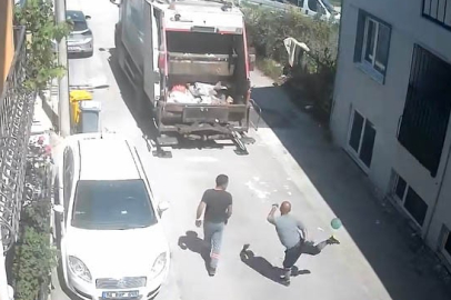 Temizlik işçilerinin topla eğlendiği anlar kamerada