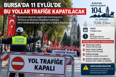 BURSA’DA 11 EYLÜL’DE BU YOLLAR TRAFİĞE KAPATILACAK