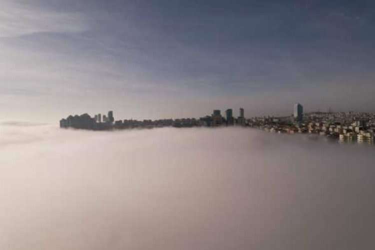 Başkentte kartpostallık manzaralar oluşturan sis, havadan görüntülendi
