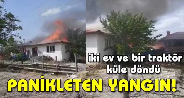 Bursa'da çıkan yangında iki ev ve bir traktör küle döndü