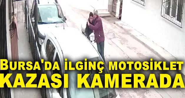 Bursa'da ilginç motosiklet kazası kamerada