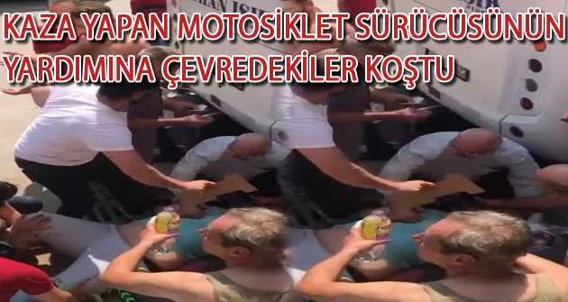 Bursa’da kaza yapan motosiklet sürücüsünün yardımına çevredekiler koştu
