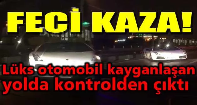 Bursa'da lüks otomobil kayganlaşan yolda kontrolden çıktı, bariyerlere çarptı