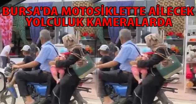 Bursa'da motosiklette ailecek yolculuk kameralarda