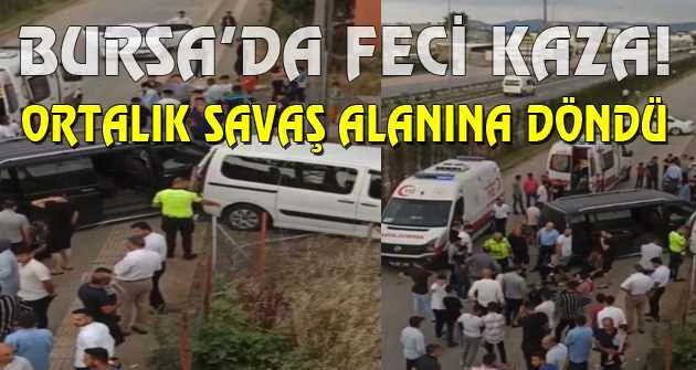 Bursa’da panelvan araçlar birbirine çarptı : Ortalık savaş alanına döndü