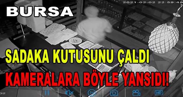 Bursa'da sadaka kutusunu çalan hırsız kameraya yansıdı